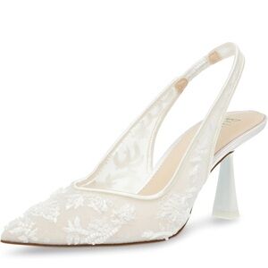 Betsey Johnson White Lace Heels | Nikki Pump in Ivory
